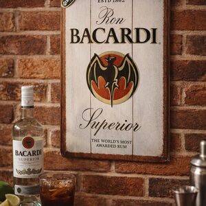 Bacardi Superior Metal Wall Sign Vintage Bar Decor Retro Tin Sign 8x12
